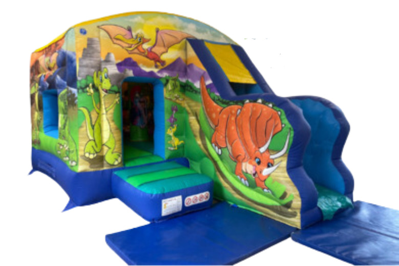 Dino Jump & Slide, 26'2''(d) x 16'6''(w) x 10'(h) - 8m(d) x 5m(w) x 3.1m(h), P15167
