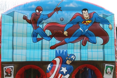 Top Front SuperHero Fun Run Bouncy Castle 