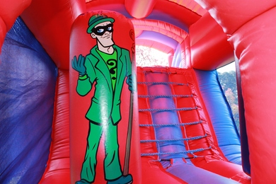 Inside SuperHero Fun Run Bouncy Castle