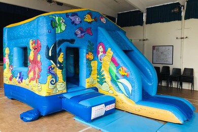 Seaworld Jump N Slide, 26'2"(d) x 16'6"(w) x 10'(h) - 8m(d) x 5m(w) x 3.1m(h)